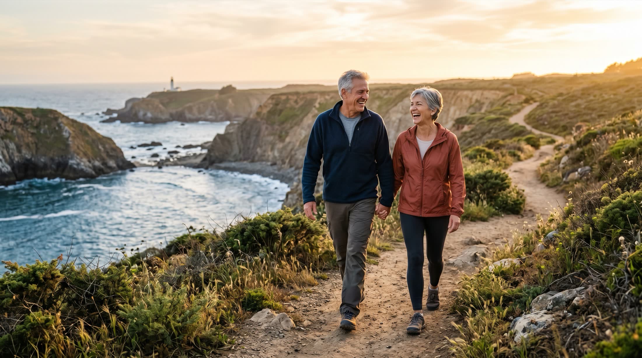 An active couple moving freely outdoors after shoulder pain relief